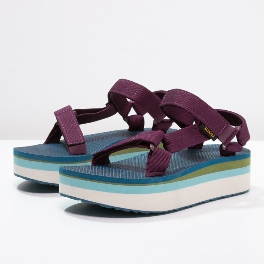 Teva Purple and Blue Platform Sandals